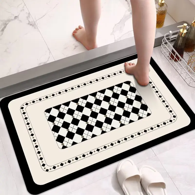 Diatom mud bathroom floor mat toilet water-absorbing non-slip foot mat toilet door quick-drying carpet household