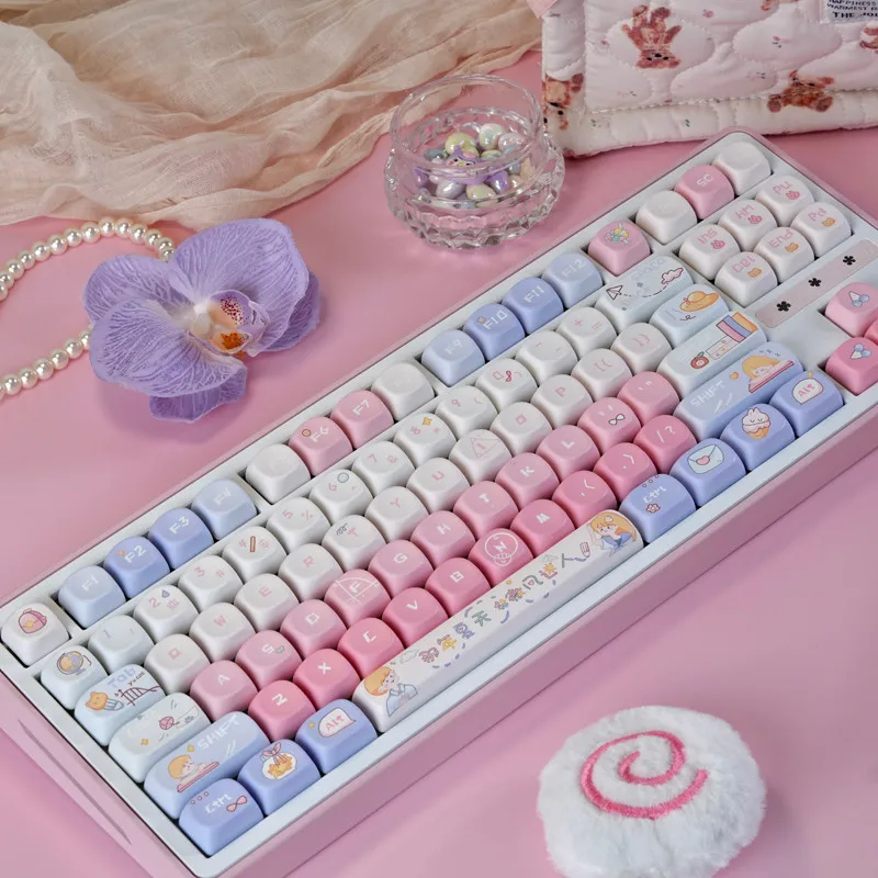 

Summer Keycaps MOA Height PBT Material Pink Purple Mechanical Keyboard Caps Customization for 61/63/64/68/84/87/96/98/104/108