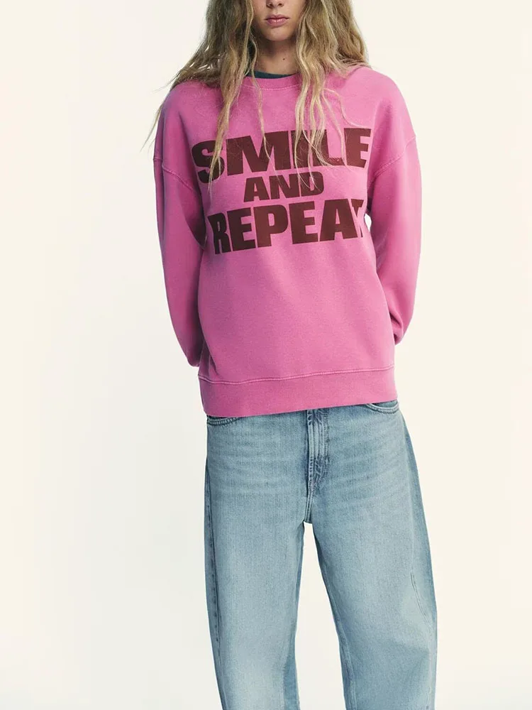 

Faionable Sweet Casual Waed Effect Loose Sweatirt New Arrival Autumn 2025 Women's Wear Ethnic Stage Costume