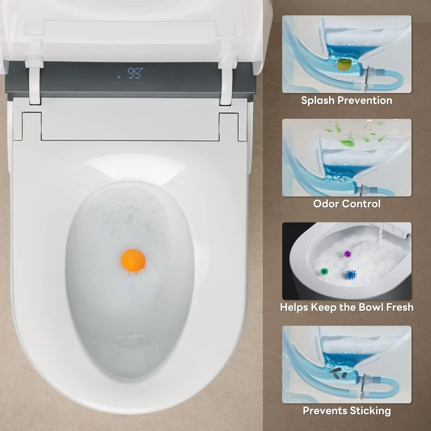 Smart Toilet 1000g MaP Flushing Full-Area Seat Sensor Auto Temperature Control Heated Seat Auto Open/Close Foot Sensor Built-in view 5