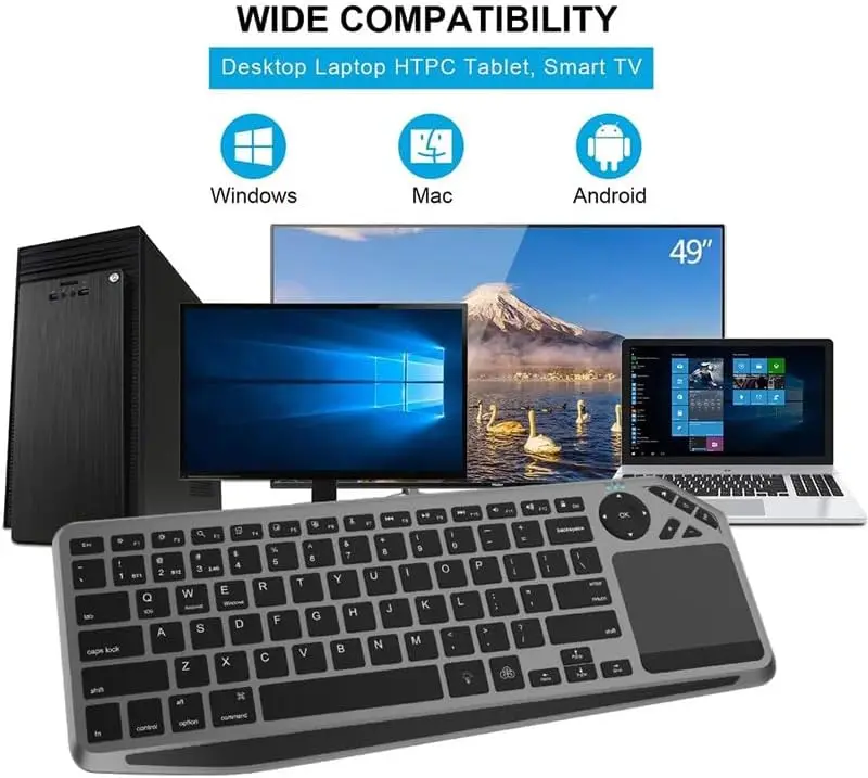 Jomaa Tastiera wireless retroilluminata Tastiera TV touch wireless Bluetooth 2.4G con tastiera wireless retroilluminata Easy Media Control