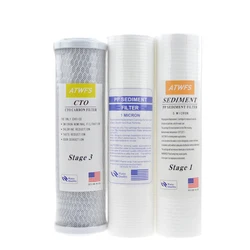 ATWFS Filter Membrane Cartridge 10 inch 5Micron ,1Micron PPF Cotton ,Activated Carbon Water Purifier Reverse Osmosis System