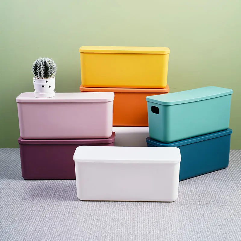 Desktop Sundries Storage Box Underwear Cosmetics Stationery Wardrobe Organizer Home Plastic Toy Snack Basket Container with Lid