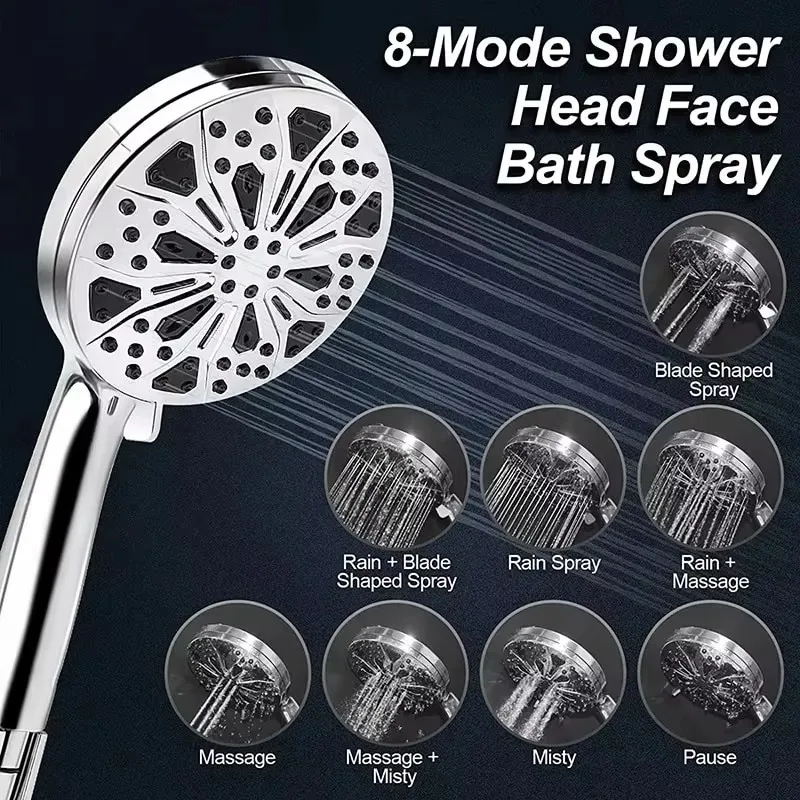 1/2Pcs 10 Function Shower Head Bathing Filter Showing Bathroom 4-Inch Household Hand-Held Shower Supercharged Water Spray Gun