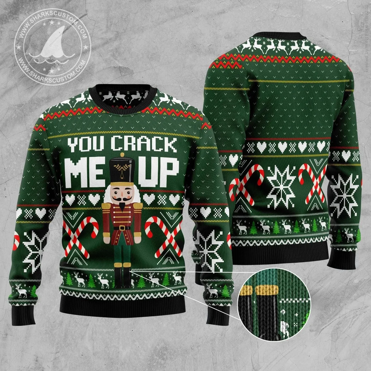 

Men's Christmas Ugly Sweater Winter Warm Oversized Hoodie Street Fashion Green Loose Round Neck Nutcracker Soldier 3D Print