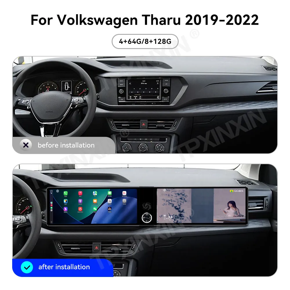 Dual-screen Interaction Android Auto For Volkswagen Tharu 2019~2022 Car Radio Multimedia GPS Navigation Stereo Screen Head Unit