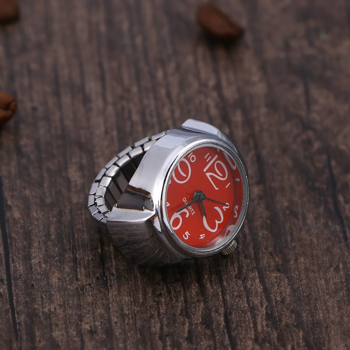 Креативные часы с кольцом, красные часы унисекс из нержавеющей стали с кварцевым механизмом, минималистичный дизайн для повседневной носки, шикарный