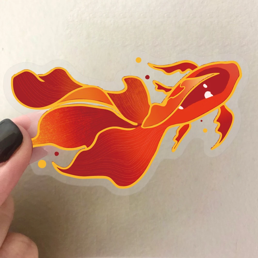 50개 핫스탬핑 도장된 잉어 만화 금붕어 방수 PET 장식용 휴대폰 케이스 DIY 기타 여행가방 물컵 스티커 팩