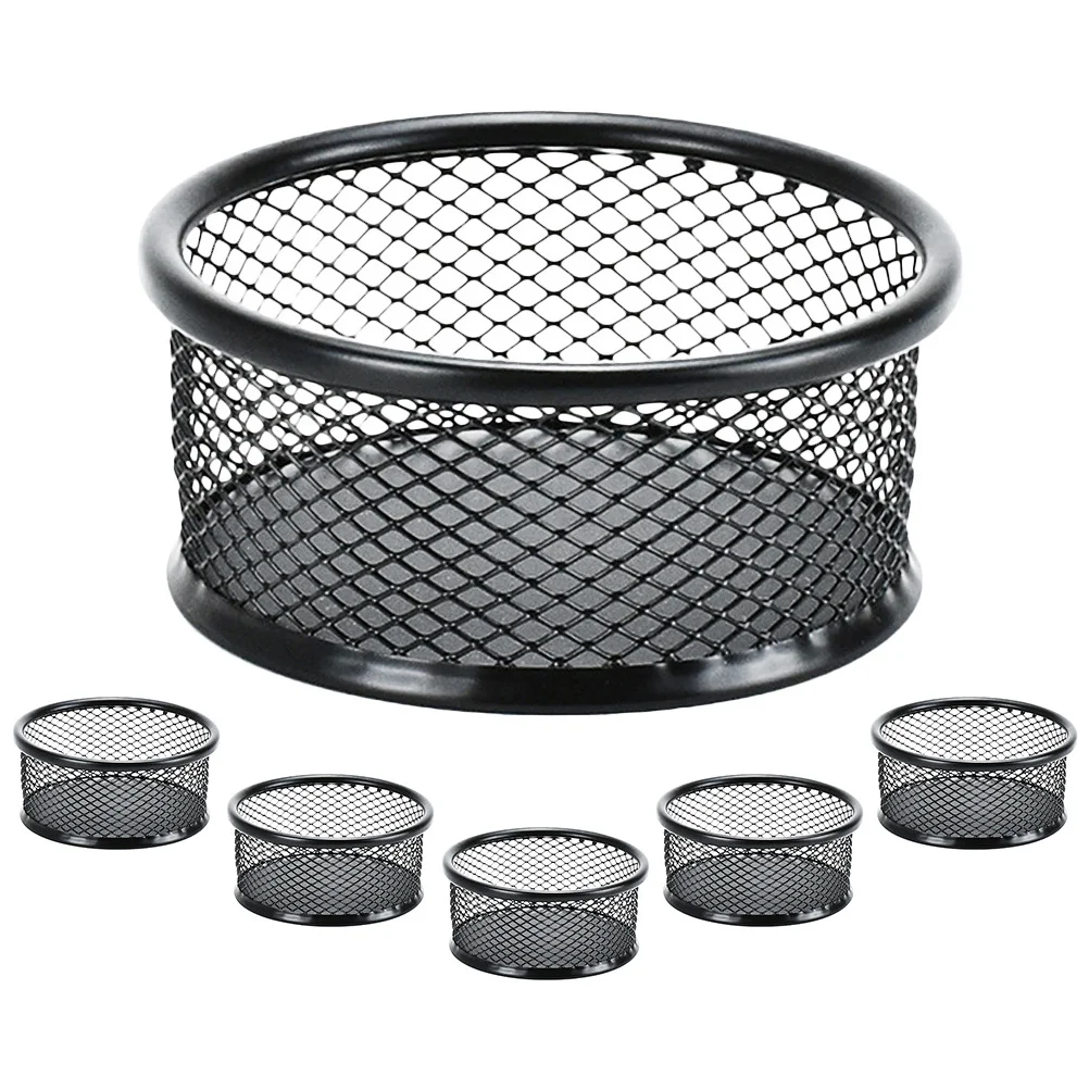 6Pcs Mesh Paperclip Holder for Desk Small Office Organizers Storage Tin for Paper Clips Binder Clips Home School Use