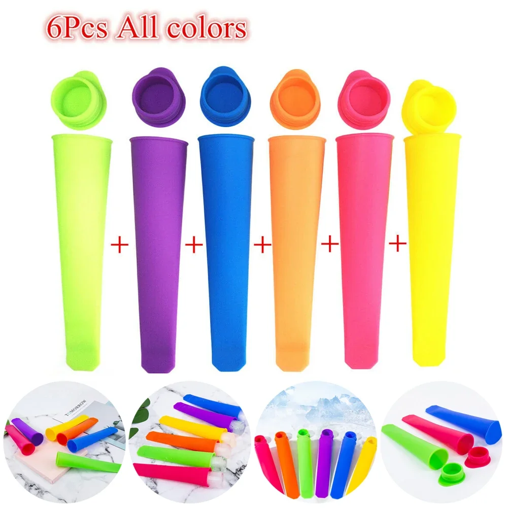 

1/6pcs Silicone Ice Cream Mold Diy Popsicle Maker Summer Ice Cream Yogurt Jelly Ice Pop Mold DIY Kitchen Tool Accessory