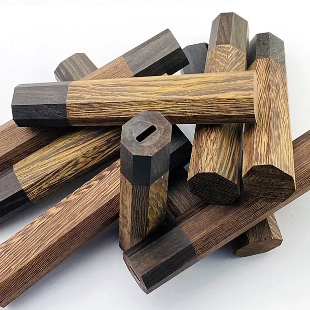 Stabilized Wenge Wood Handle - Hand-Polished Zebra Grain for Knives/Tools/Crafts