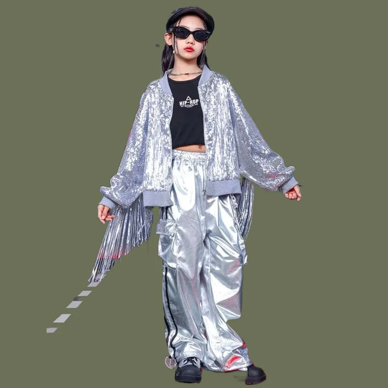 

Children's Drum Performance Outfit And Girls Trendy Autumn Sequin Stylish Set Boys Street Dance Hip-Hop Clothing