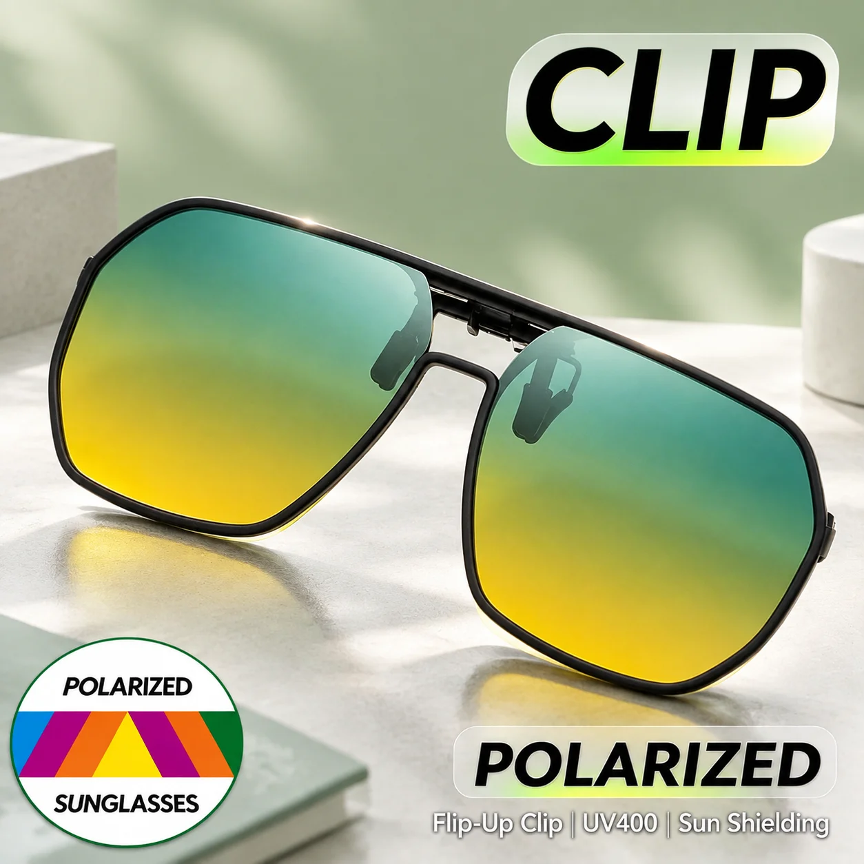 Polarized Flip Up Sunglasses Delicate Craft for Men Women Classic Outdoor Sun Glasses Portable Clip On UV400 Multi Color Lens