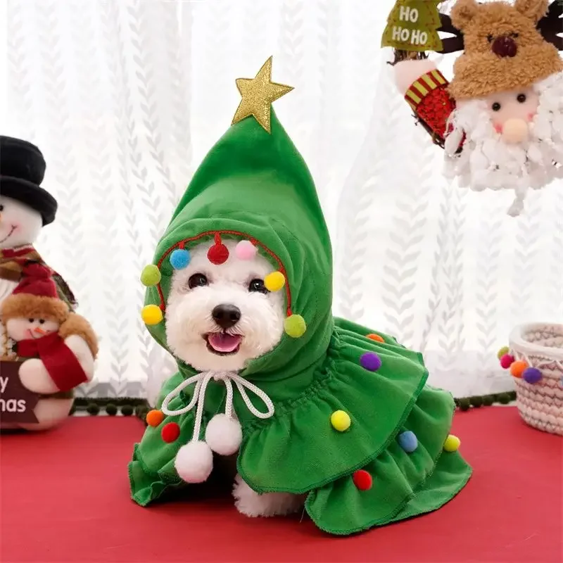 Autumn and Winter New Two-color Cloak Christmas Pet Clothes Cape Shawl Cat Dog Transformation Christmas Daily Necessities