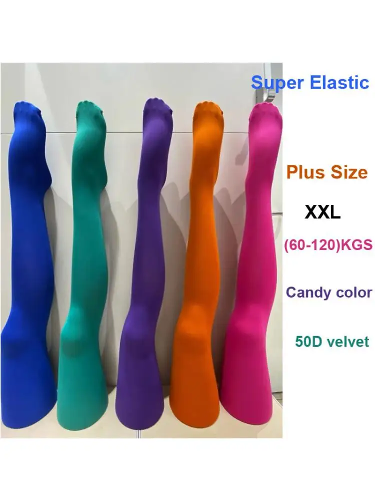 2PCS 60-120KG Super Elastic Plus Size Women Sexy Pantyhose Autumn Spring Stockings Candy Color Warm Tights Multicolo 50d Velvet
