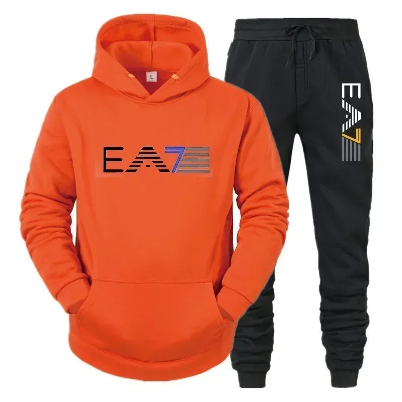 

Men's sportswear set fashionable and casual autumn and winter men's sweatshirt + long pants two-piece set, brand-new outdoor ba