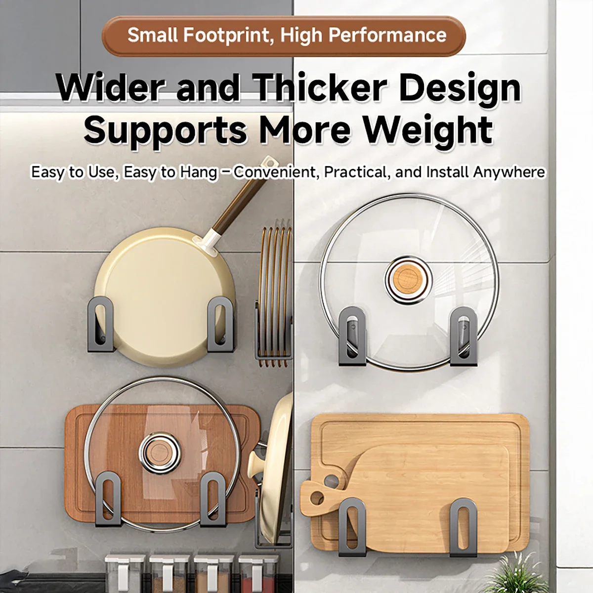 1 Pair Pot Lid Rack Pot Cover Cutting Board Holder Sponge Storage Shelf Kitchen Bathroom Wall Mounted Organizer Rack Accessories