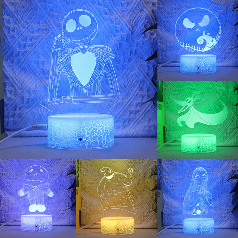 

16 Color Remote Control Touch Lamp The Nightmare Before Christmas Bedside Night Light Jack Sally Bedroom Decoration Kids Gifts