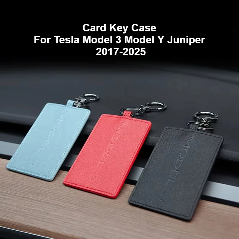 

Чехол для ключей с картой для Tesla Model 3 Model Y Juniper, защитный чехол для ключей из искусственной кожи, аксессуары, кошельки для карт, сумка 2017-2025