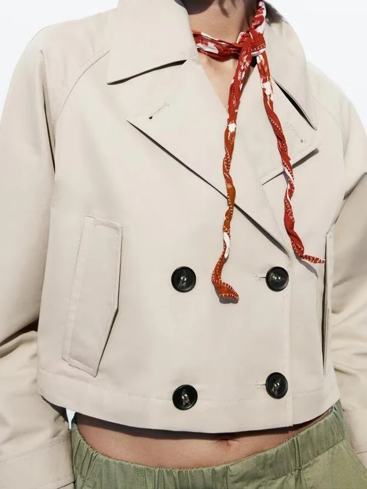 

Women's 2024 new French casual fashion versatile long-sleeved lapel short windbreaker jacket