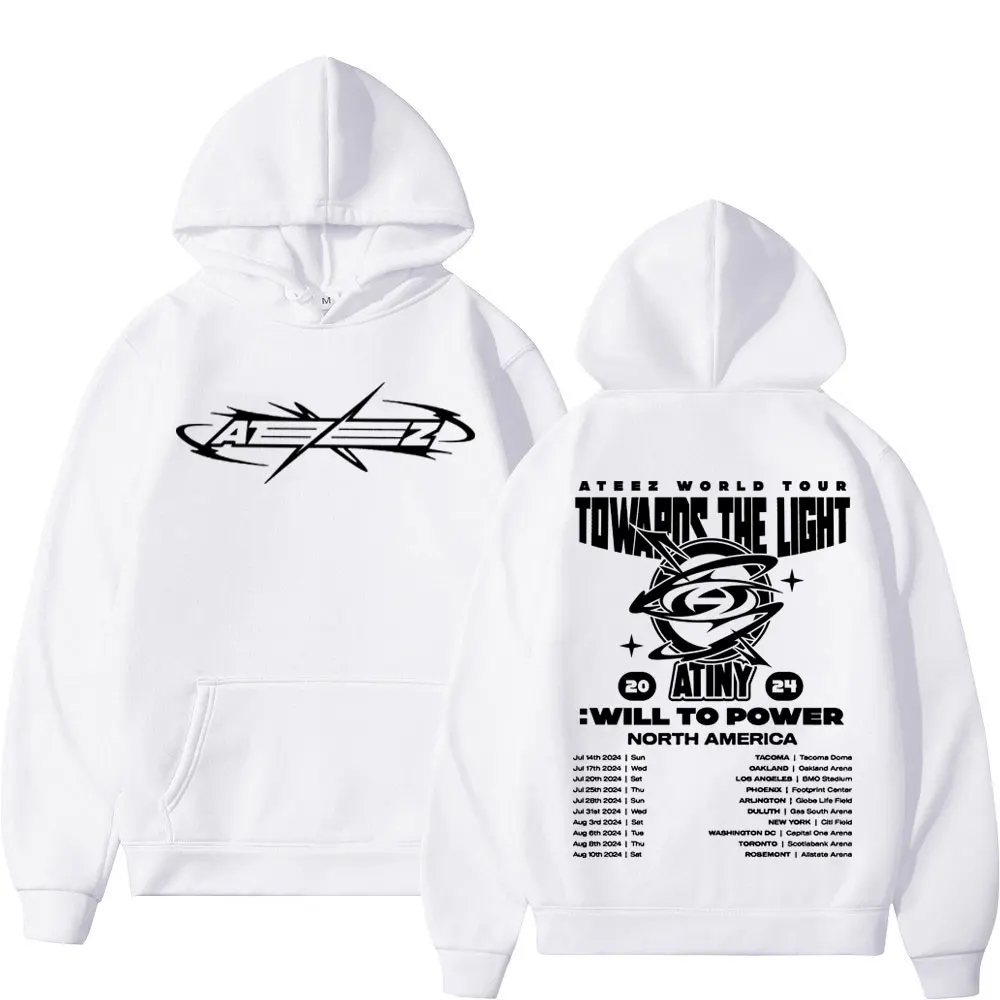 Ateez Towards The Light Will To Power World Tour Print Hoodie Men Women Harajuku Kpop Sweatshirt Fashion Trend Hip Hop Pullovers