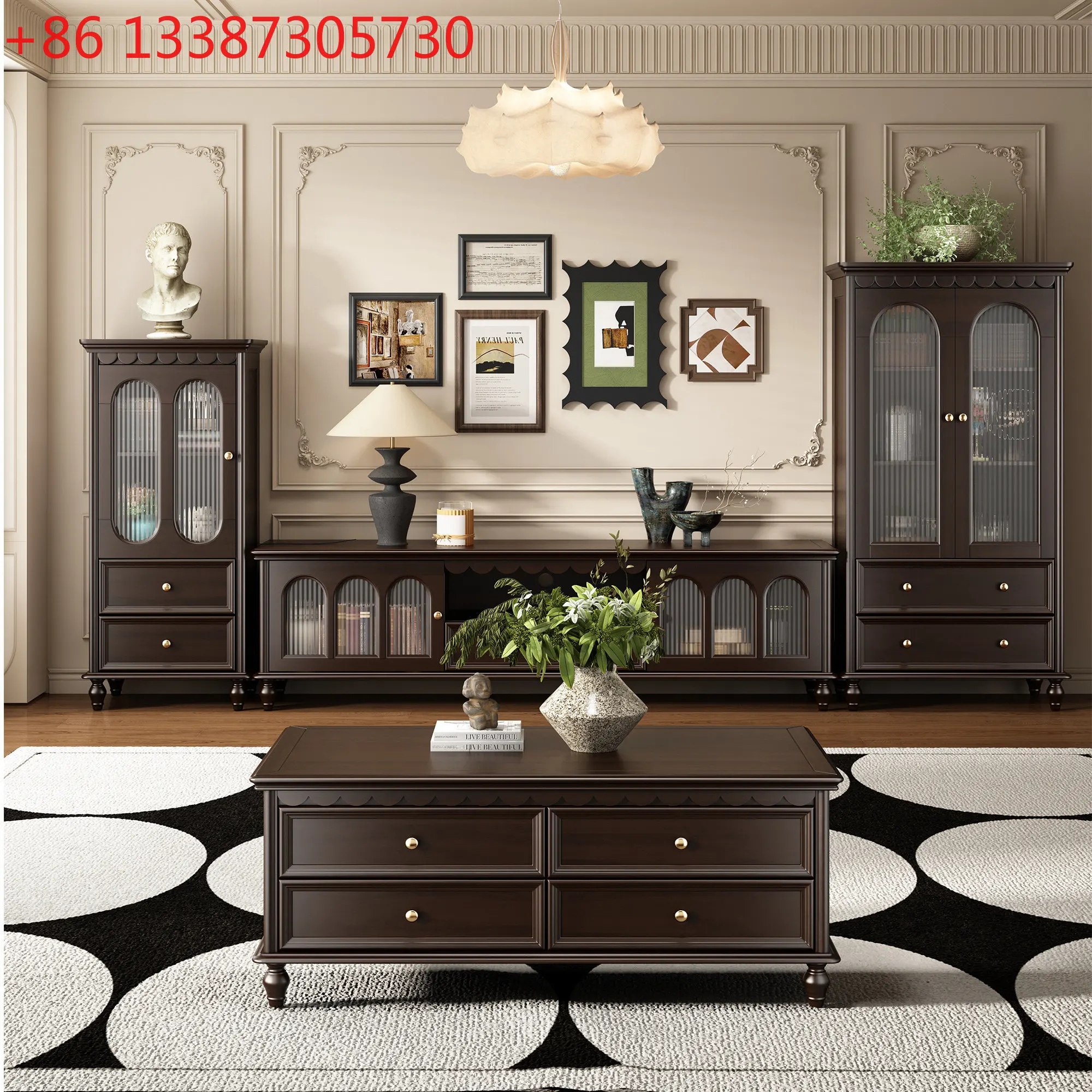 

Американский телевизионный шкаф из чистого массива дерева для гостиной, ретро-шкаф для телевизора во французском стиле из массива дерева.