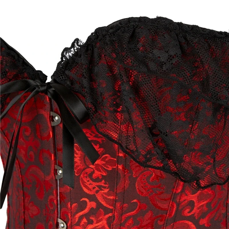 Korsett Top für Frauen Über brust Vintage Blume Korsett Bluse Top Spitze Lolita Korsett Bustier kurze Ärmel plus Größe – Detail 22