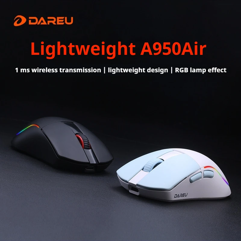 Daeru A950air Tri-Mode Wireless Mouse Lightweight P3395 High Performance Sensor Chip Long Endurance Ergonomic Gaming Office