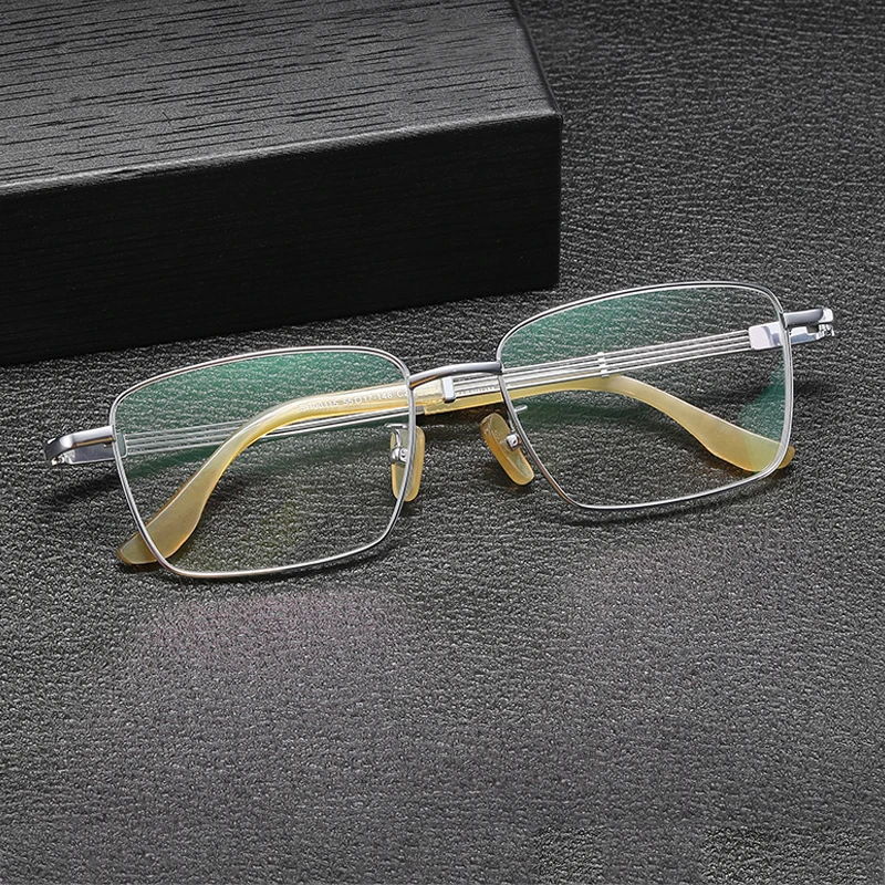 Handmade Pure Titanium Glasses Frame Men Quality Square Prescription Eyeglasses Frame Retro Luxury Brand Designer Eyewear