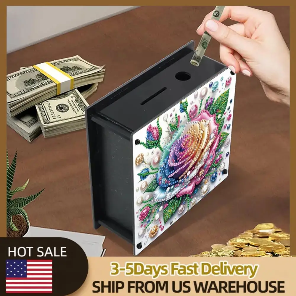 

Rose DIY Money Storage Box Diamond Painting Art Piggy Bank for Beginners
