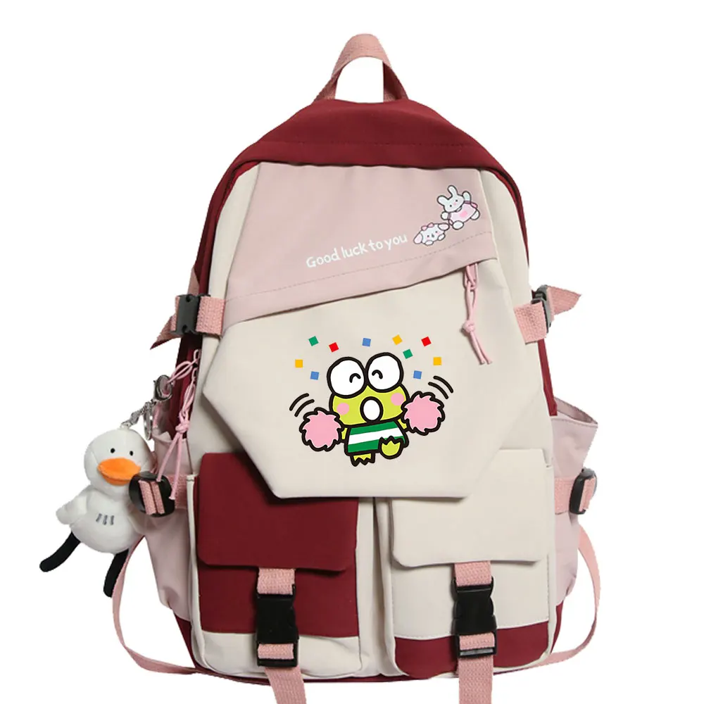 Kerokero Keroppi Women Backpack Female Portable Waterproof Travel Bag Teenage Girls Students Bookbag Mochila Kids School Bags