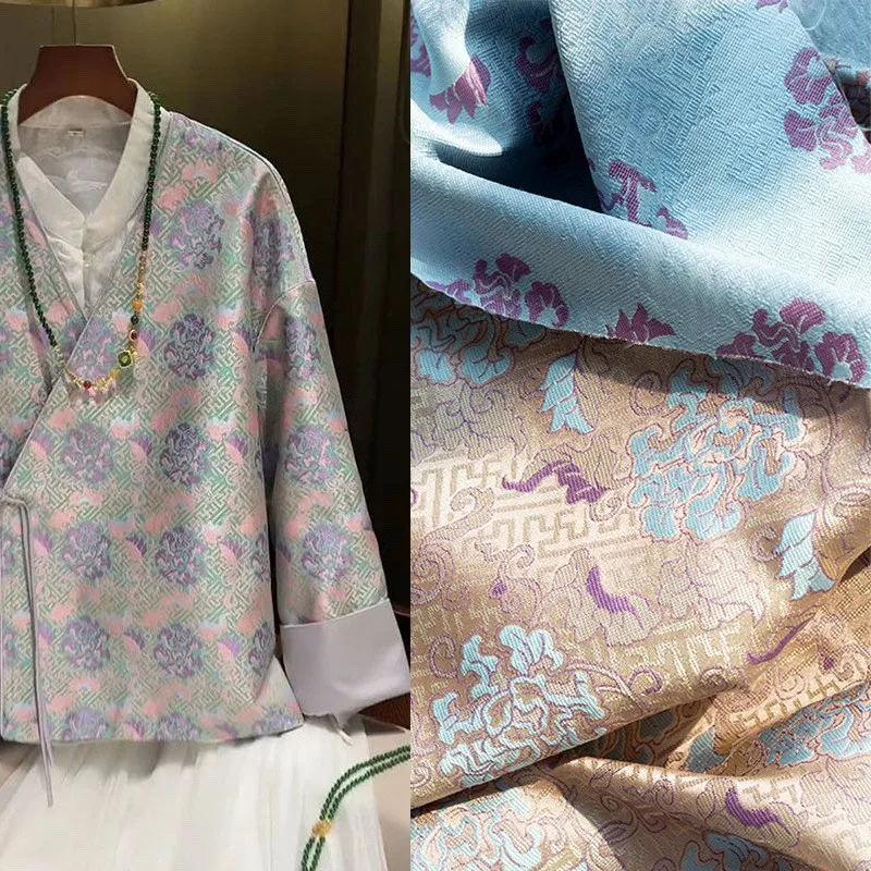 

New Chinese-style mean-patterned imitation brocade fabric rayon blended jacquard cheongsam Hanfu