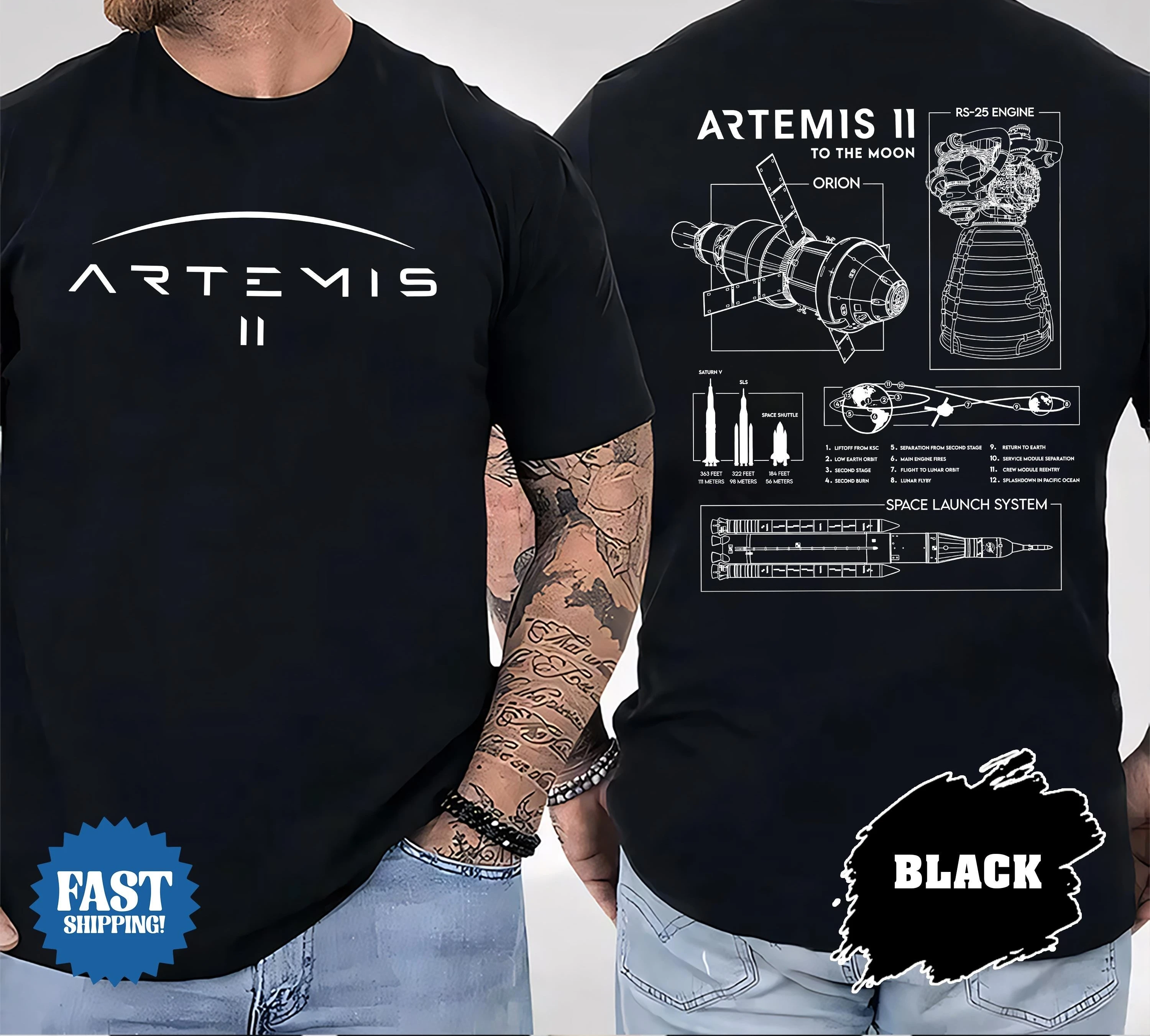 Camiseta unisex de algodón de manga corta con diseño de Artemis II 2026, estilo Y2K, popular, para hombre y mujer, nueva camiseta de la misión Artemis 2 a la Luna para el verano.