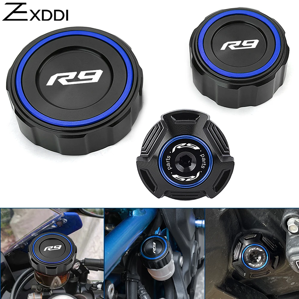 

For Yamaha YZF-R9 YZF R9 2024 2025 Accessories Motorcycle Front Rear Brake Fluid Reservoir Cover Engine Oil Filler Cap Aluminum