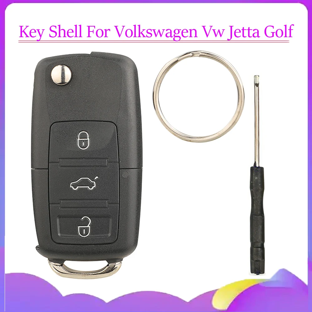 jingyuqin New X1 X3 Remote Flip Folding Car Key Shell Case For Volkswagen Vw Jetta Golf Passat Beetle Skoda Seat Polo B5