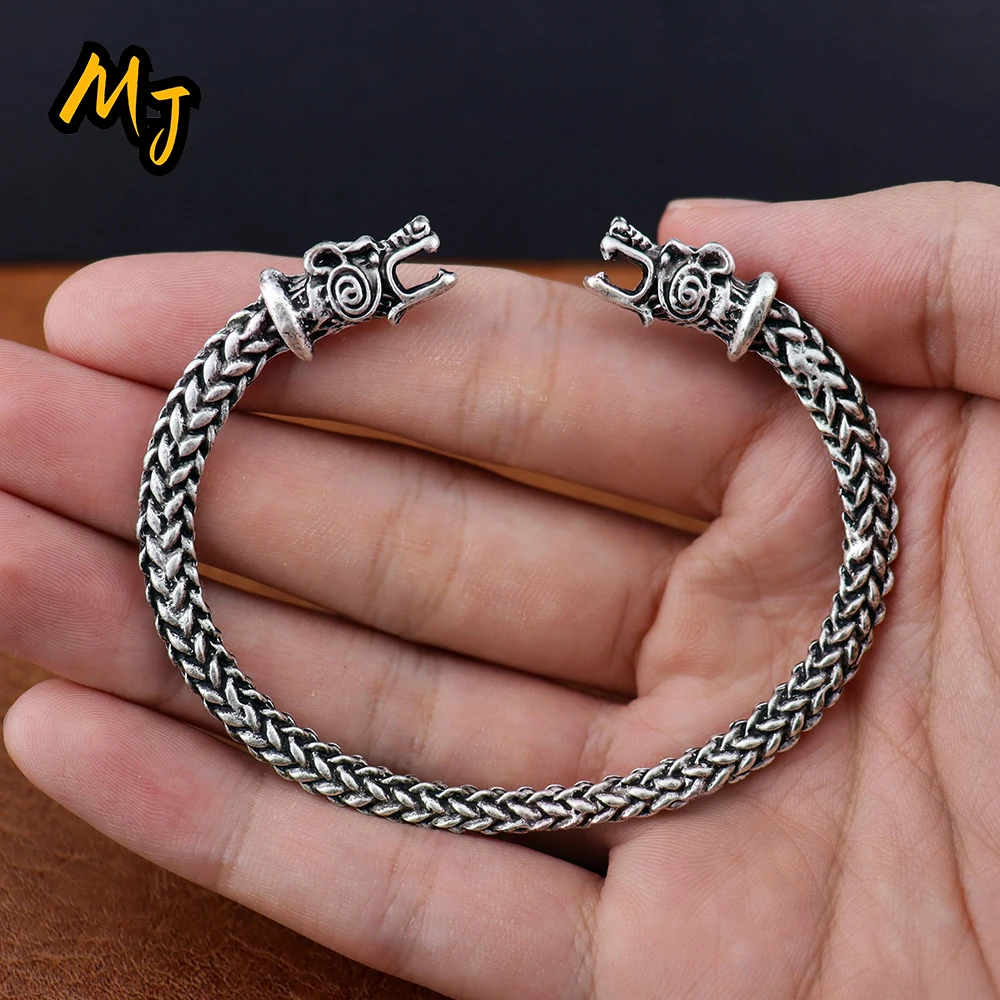 

Classic Viking Dragon Head Bracelet for Men Vintage Nordic Animal Adjustable Bangles Fashion Scandinavian Jewelry Gift Wholesale