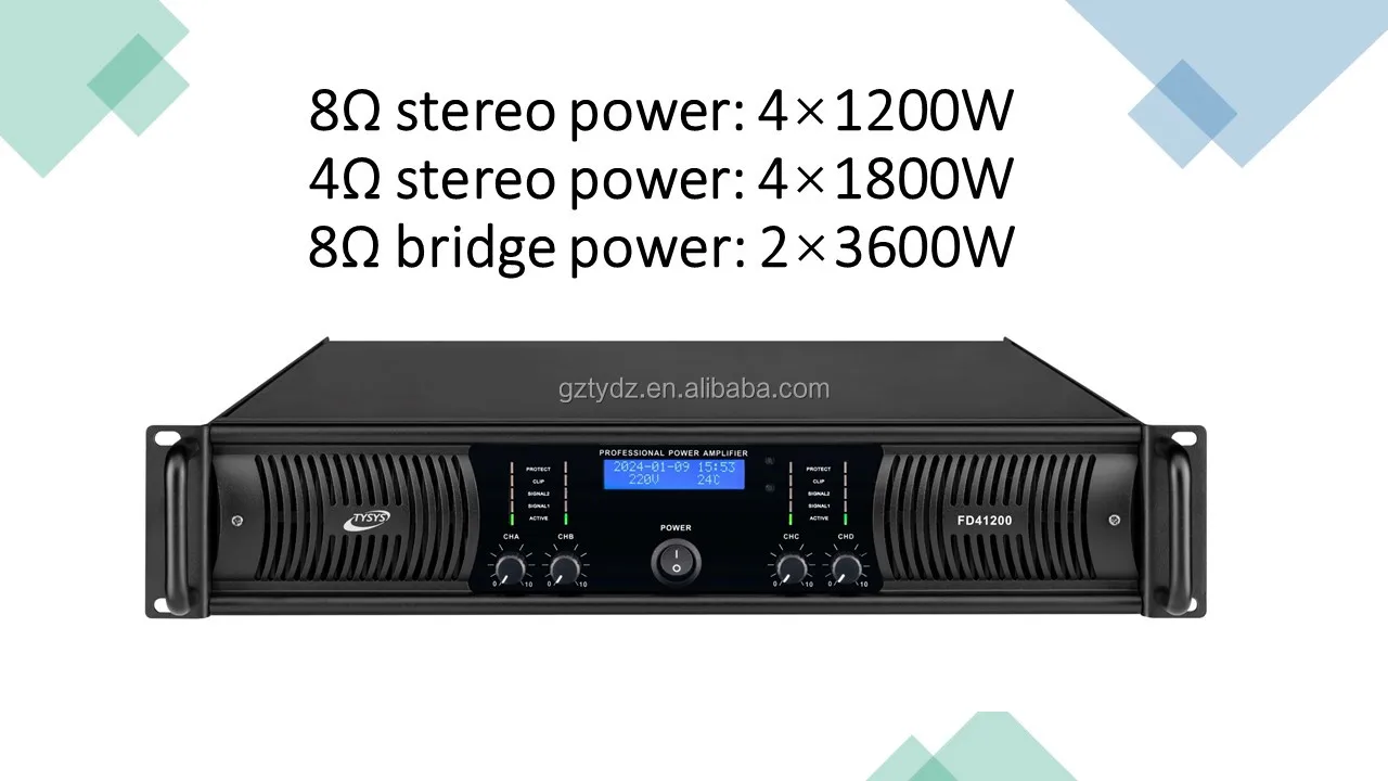 New Hot Sells 2U 4*1200W Professional Power Amplifier Class H Stereo High Power 4 Channel Pro Audio System Sound Amplifier