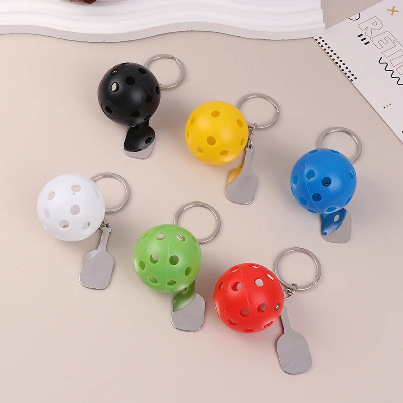 Creative Mini Pickleball Keychain Pendant For Luggage Tags Car Keychain Key Holder Bag Ornament Pickleball Racket Lovers Gifts