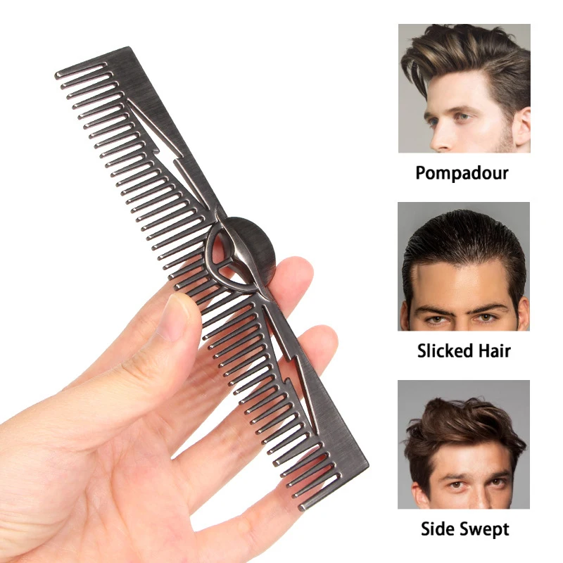 Gentleman Barber Styling Metal Comb Zinc Alloy Men Beard Comb Mustache Care Shaping Tools Pocket Hair Comb Salon Styling