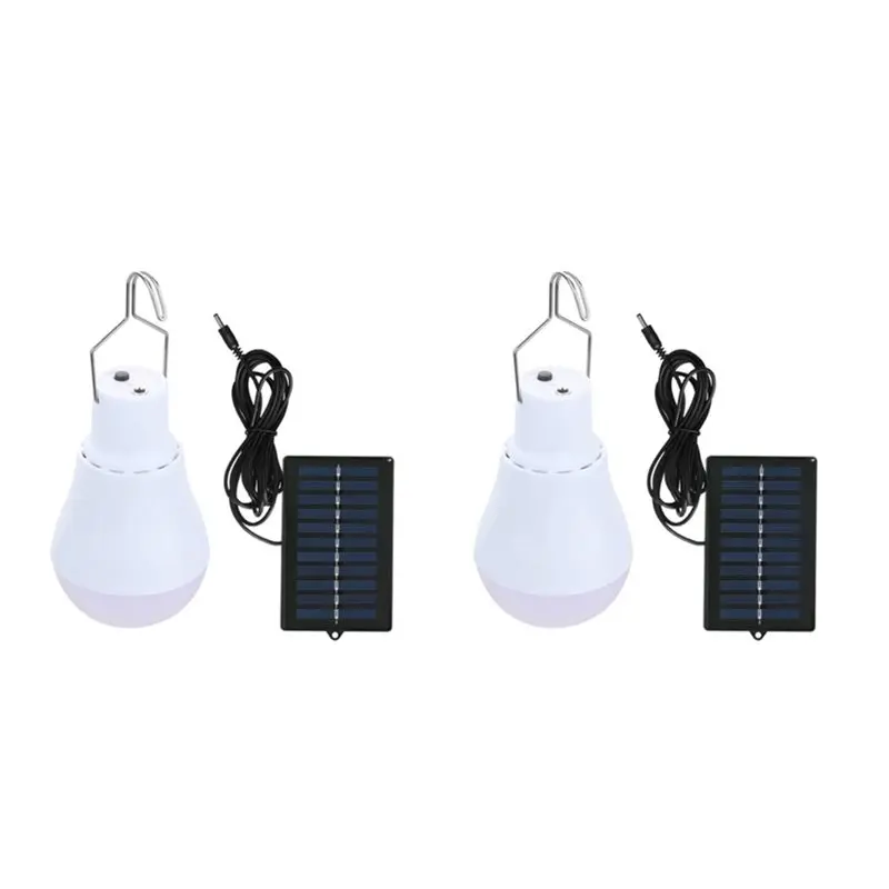 ABXF-2 Pcs Solar Powered Lamp Portable Led Bulb Lights LED Solar Lights For Camping Tent Indoor Outdoor Shed Night Fishing