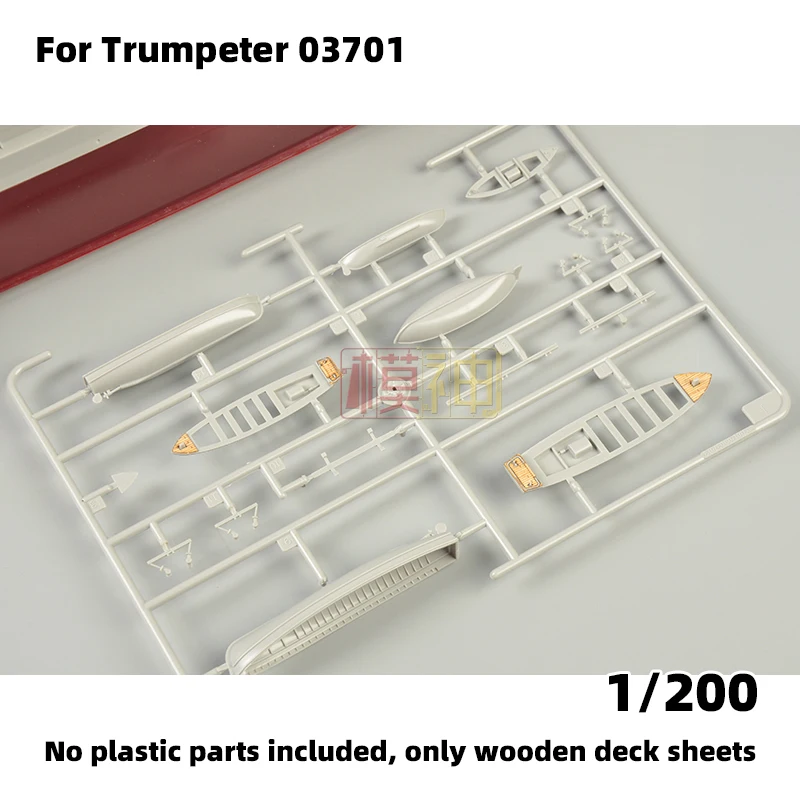 Modell-Upgrade-Teile Lasergeschnittene Holzdeckplatte mit selbstklebender Ankerkette für TRUMPETER 03701 USS Arizona BB-39 1/200 – Detail 1