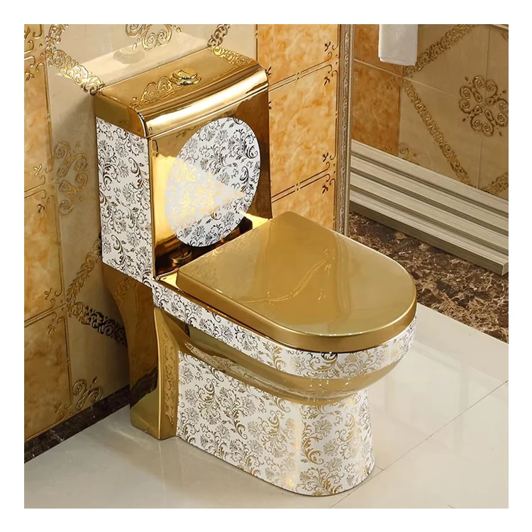 Toilet,High Quality Sanitary Ware Gold Plated Inodoro One Piece Toilet Wc Ceramic Golden Toilet Bowl For Bathroom