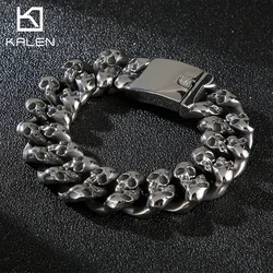 20mm Double Skull Chain Men's Bracelets - Stainless Steel 316L - KB78434-BD