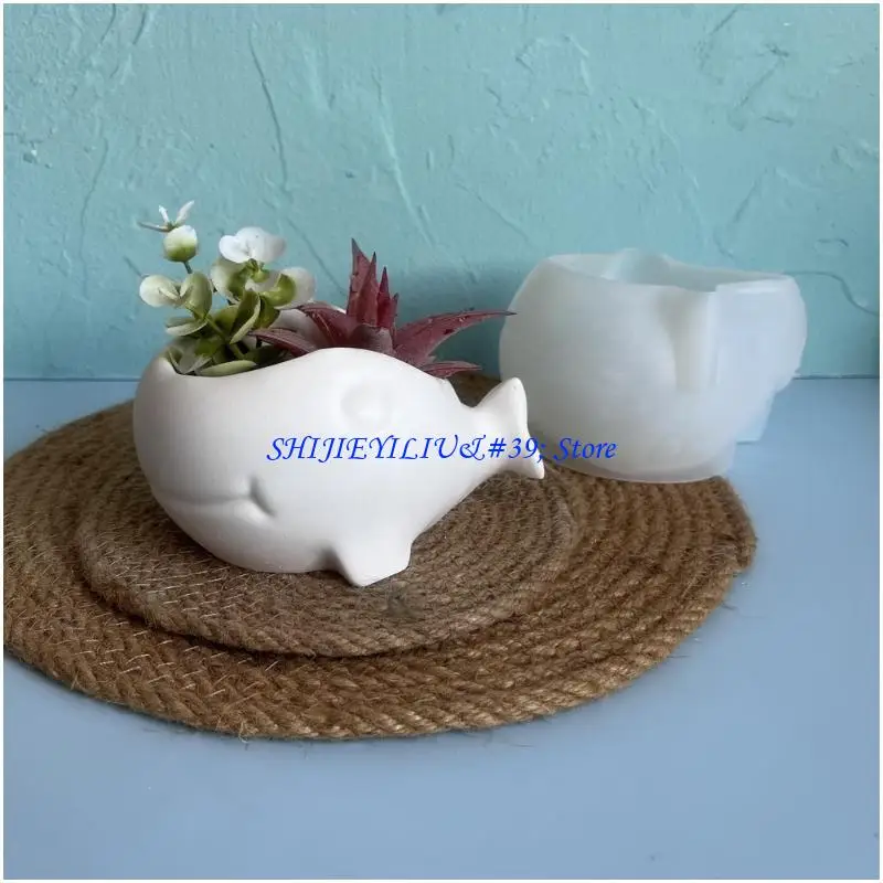 e21f قالب السيليكون متعدد الأغراض لصنع حوت الشمعة جرة الديكور المصنوعة يدويا