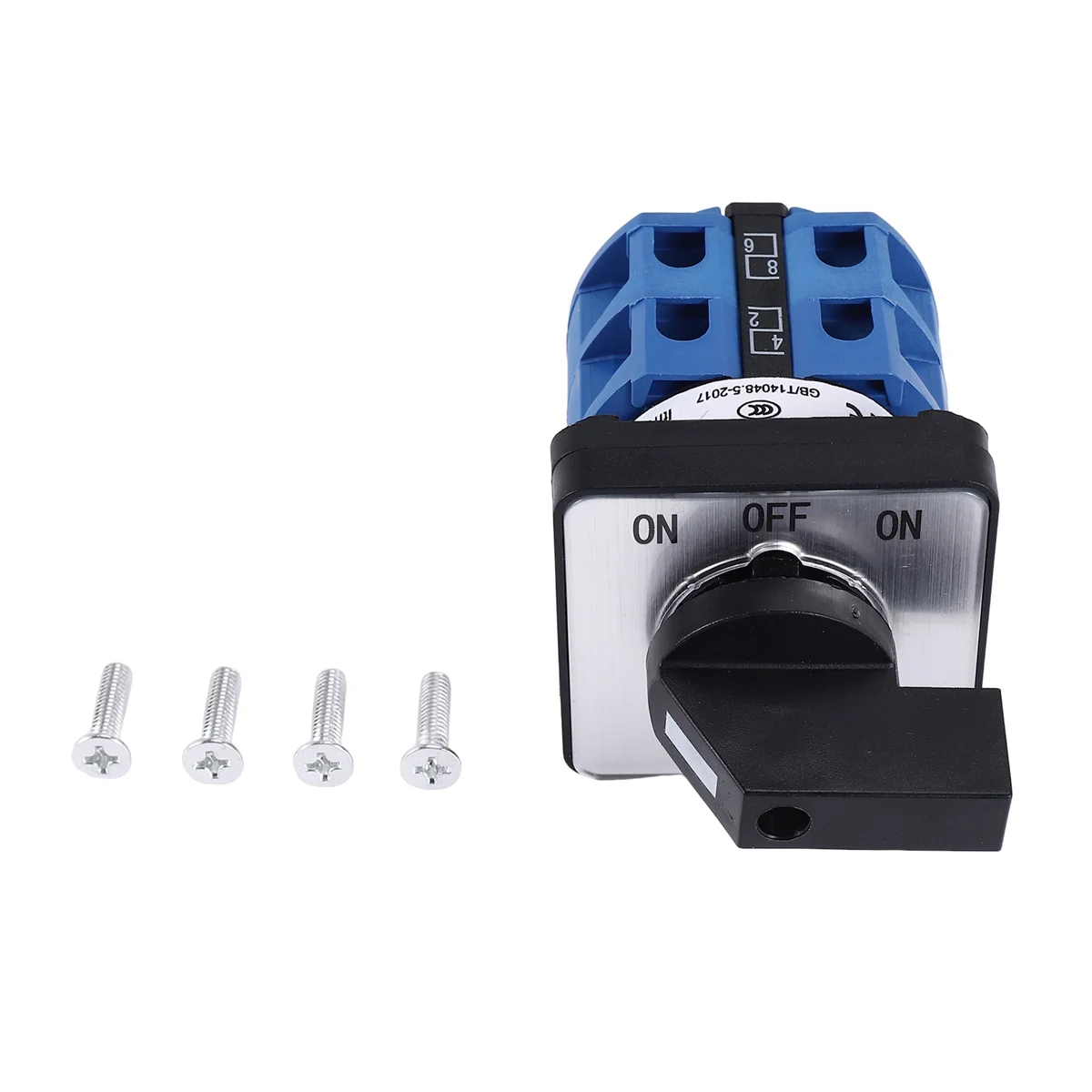 AC660V 25A 2-Pole 3-Position Momentary Plastic Rotary Changeover Switch Blue+Black