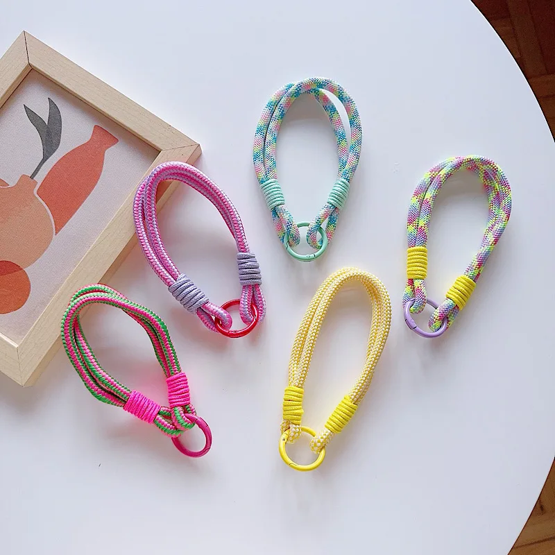 

Ins Korean Style Color Woven Mobile Phone Lanyard, Wrist Keychain Short Hanging Chain Sturdy And Easy To Carry