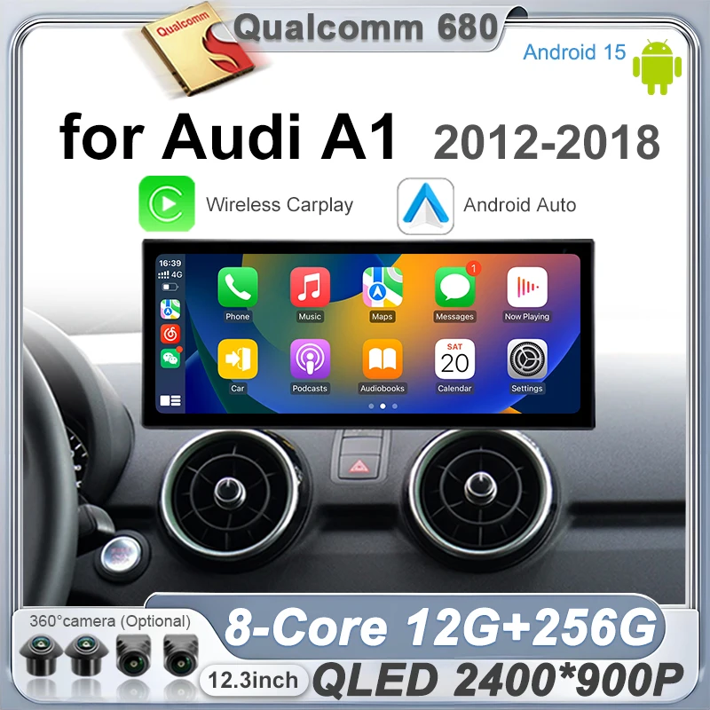 Wireless CarPlay Android Auto For 12-18 Year AUDI A1 RMC HNR 12.3" Car Multiledia Players Video Bluetooth 4G Wifi GPS Navigation