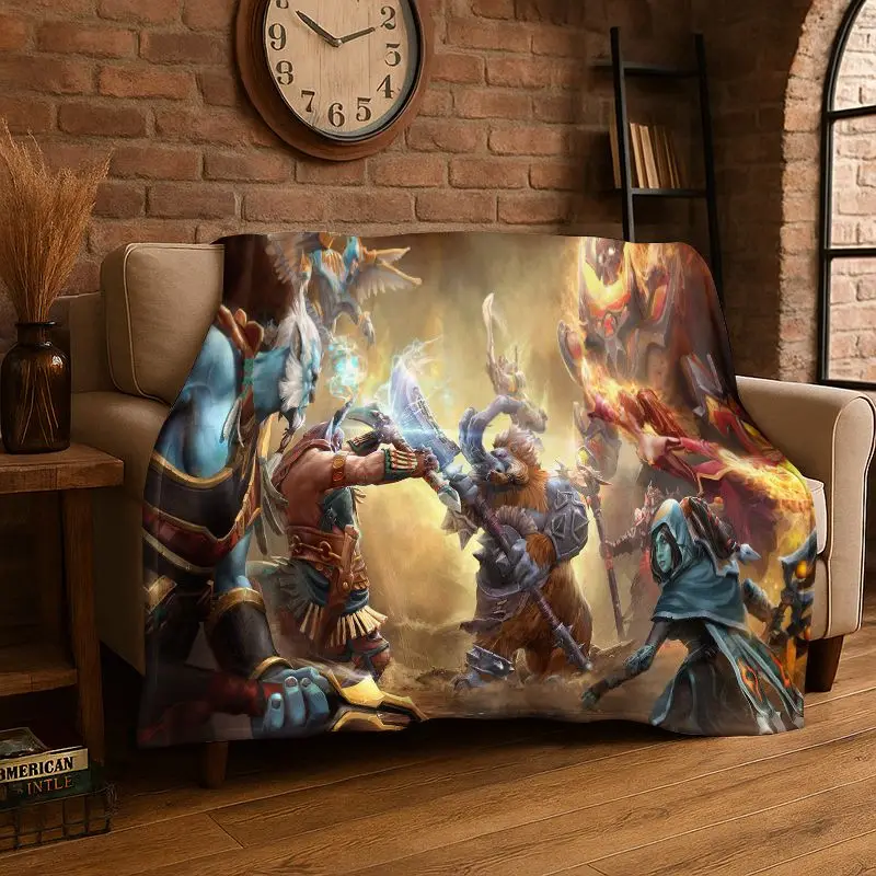 Classics RPG Dota Game Gamer Flannel Blanket Soft Warm Throw Blanket for Bedroom Living Room Bed Travel Camping Picnic Gift