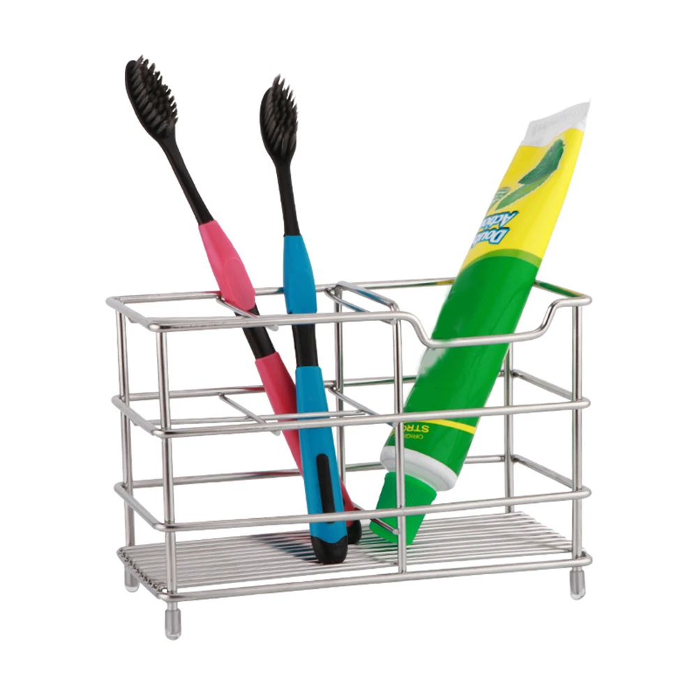 

Toothpaste Toothbrush Racks Stainless Steel Holder Bathroom Shelving St ganizers Dry Clean Space Saving Simple Style Home Daily