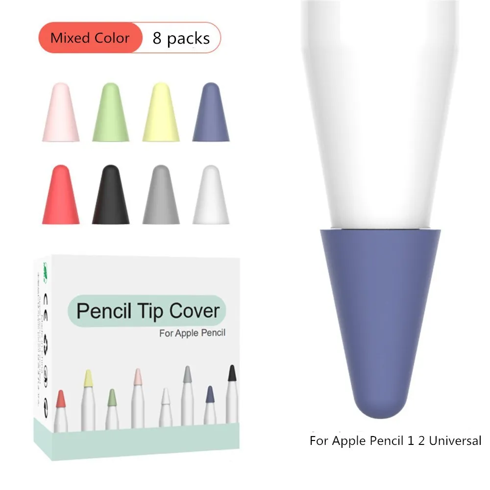 Soft Silicone Mute Nib Cover For Apple Pencil 2 generation 8pcs Replacement Tip Case For iPencil 1 Touchscreen Stylus Pen Cover